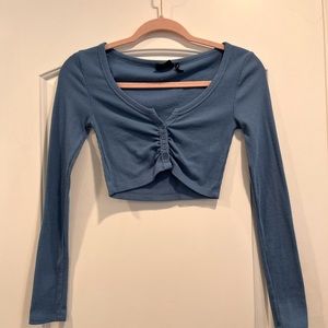 Urban Outfitters Women’s Long Sleeve Button Front Cropped Top